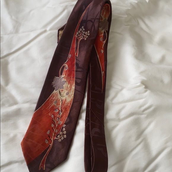 Vintage brown and red orange necktie - Picture 2 of 5